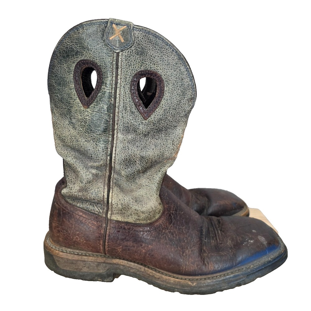 Twisted X Western Boots Mens 12 D Brown Leather Square Toe Cowboy ASTM F2892-11*